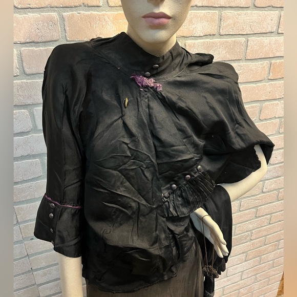 Antique 1800s Victorian Period Era Original Mourning Outfit Skirt Blouse Shawl + - Picture 9 of 16